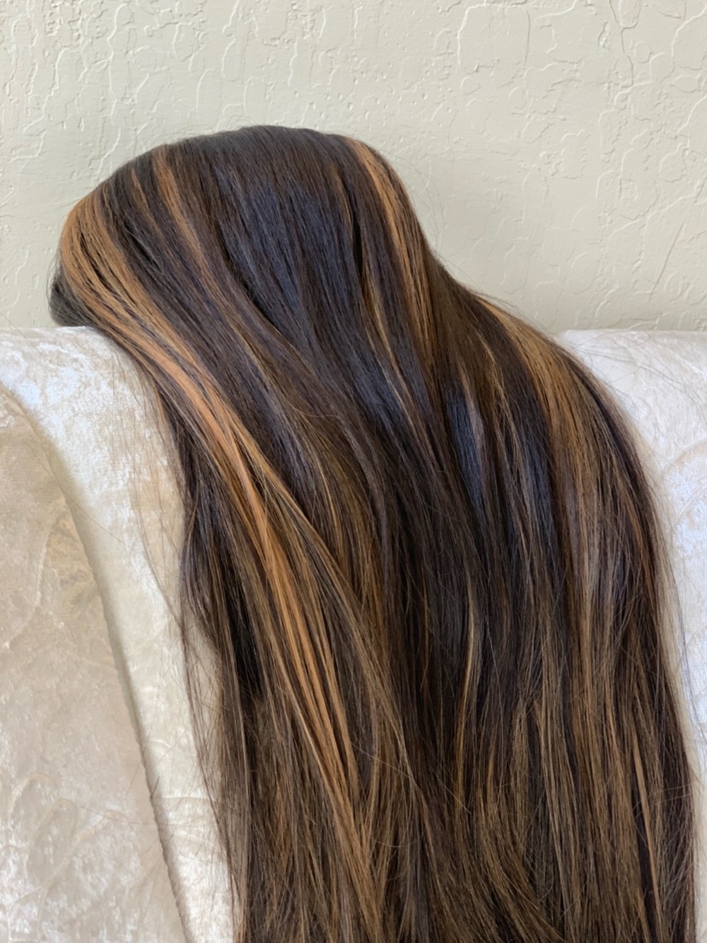 Premium Women’s Hair wig- Dark Brown with Caramel Highlights